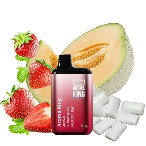 Безнікотинова Одноразова Електронна Сигарета Aroma King Strawberry Melon Chew (Полуниця Диня) (5500 Затяжок)